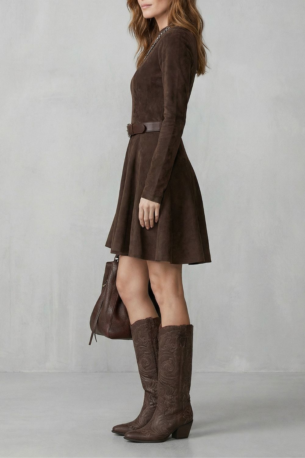 Cavellina – Belted suede effect – Mini dress (Belt included)-10452990034263-OLVIA ROSE LONDON