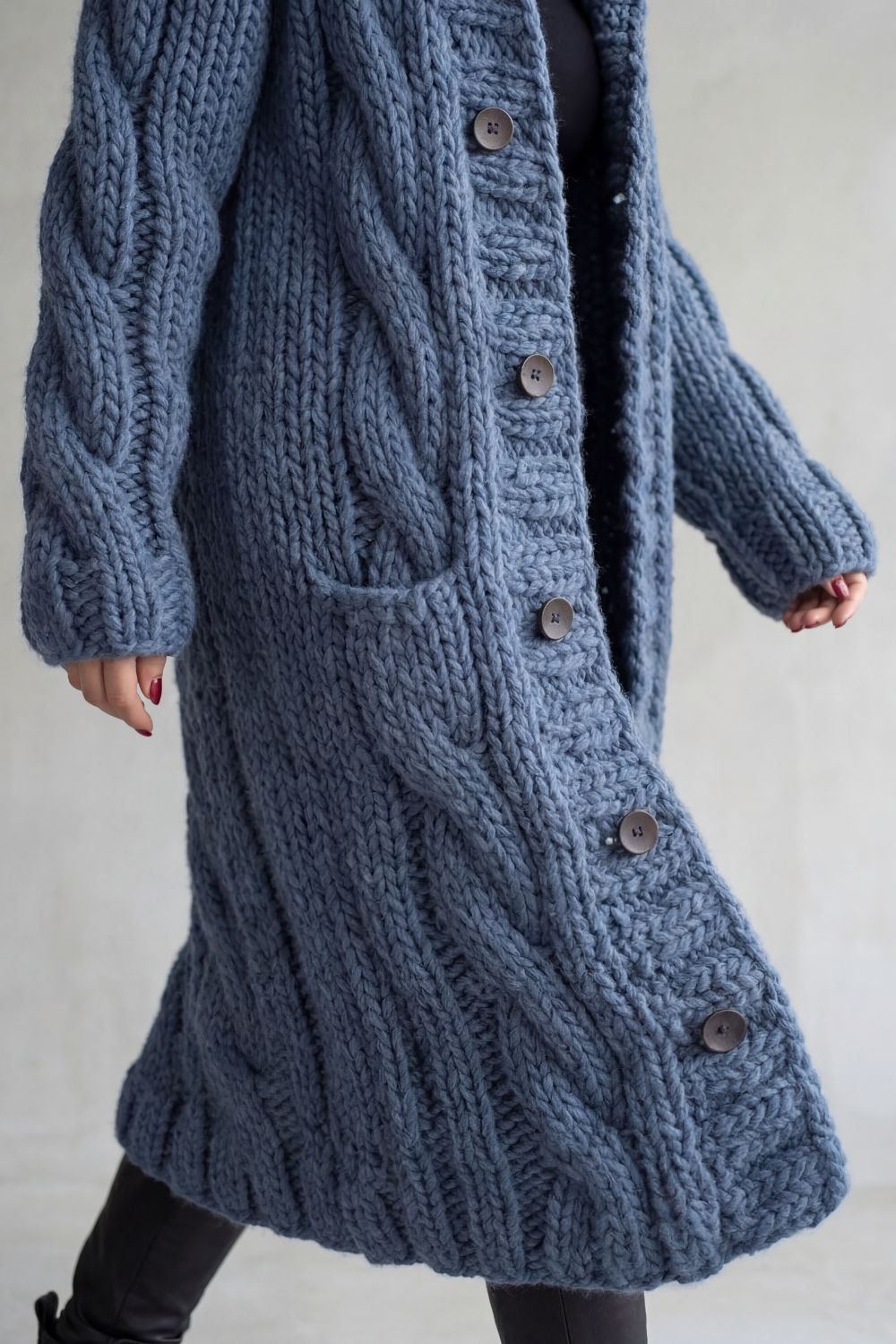 Karinaè – Oversized cable knit – Hooded cardigan coat-10476348473687-OLVIA ROSE LONDON