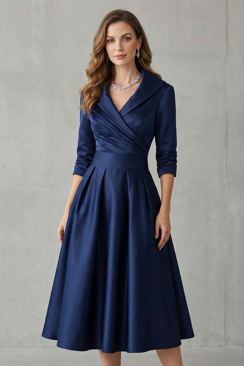 Élodianne – Draped collar elegance – Midi dress-10446414086487-OLVIA ROSE LONDON