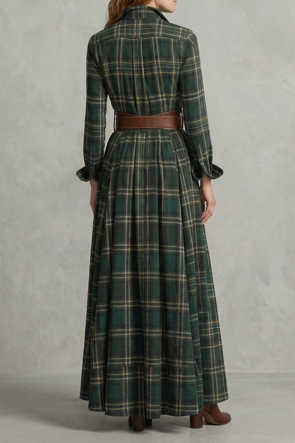 Velerine – Highland charm – Plaid maxi shirt dress (belt included)-10452973748567-OLVIA ROSE LONDON