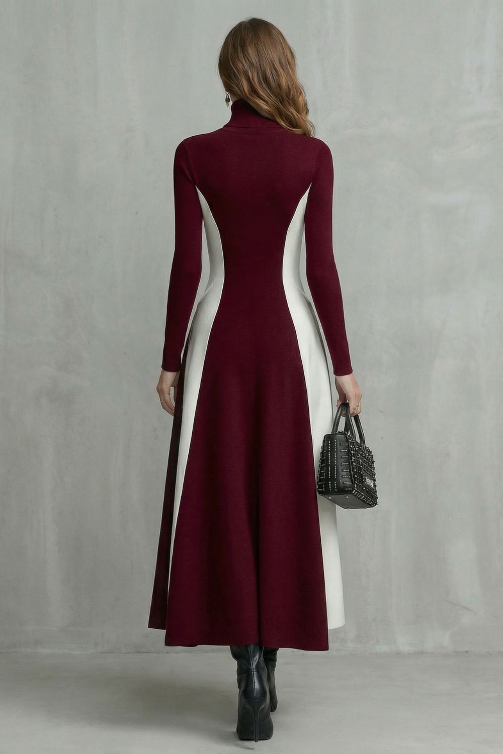 Mariveille – Sculpted contrast flow – Turtleneck dress-10462238146903-OLVIA ROSE LONDON