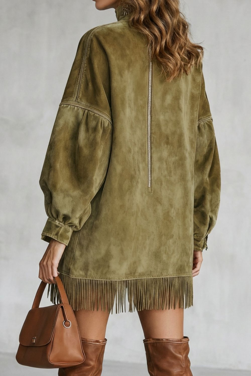 Viretta – Suede fringe detail – Turtleneck mini dress-10452939899223-OLVIA ROSE LONDON