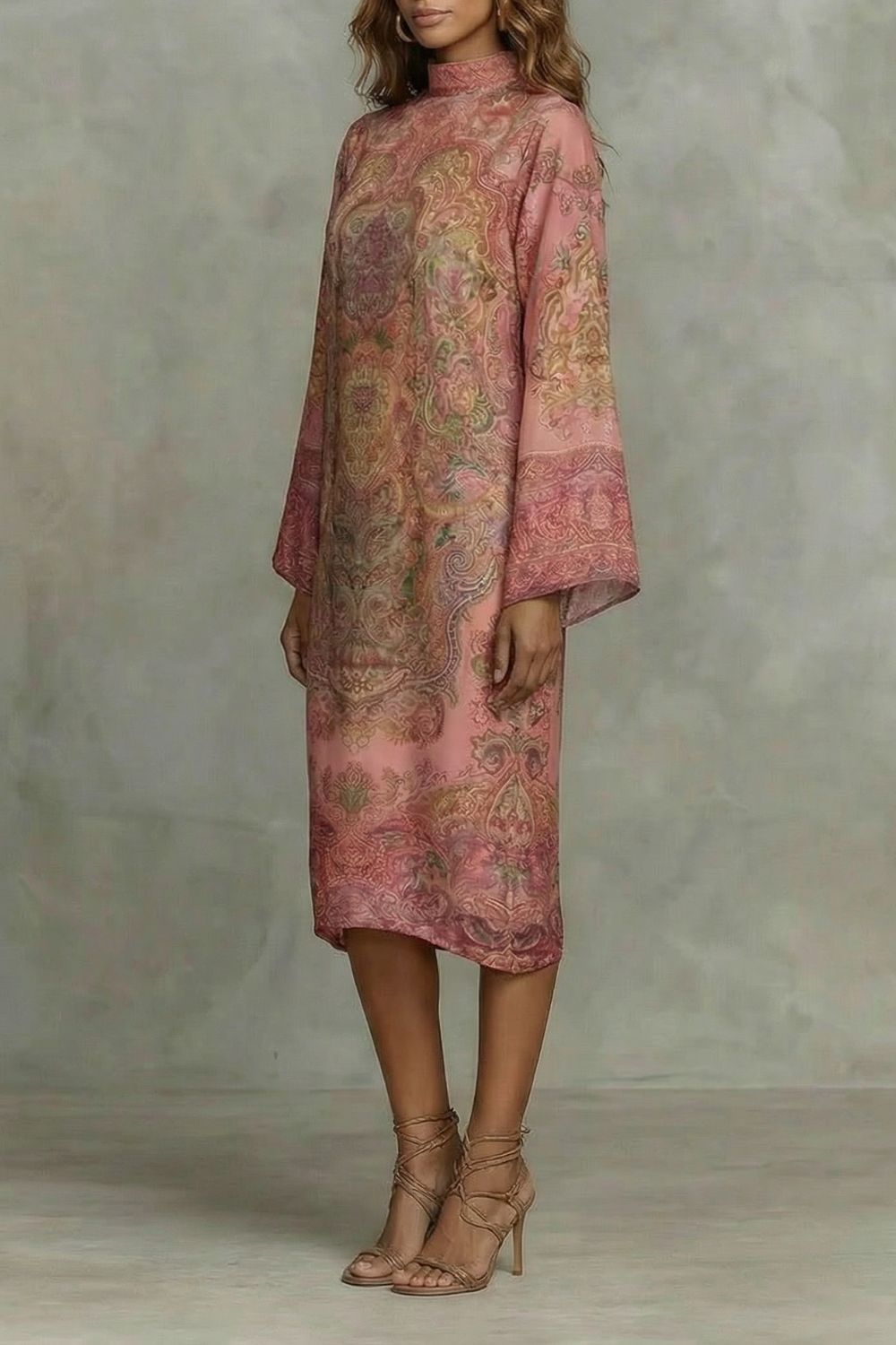 Marélienne – Baroque floral motif – Kimono midi dress-10452996555095-OLVIA ROSE LONDON