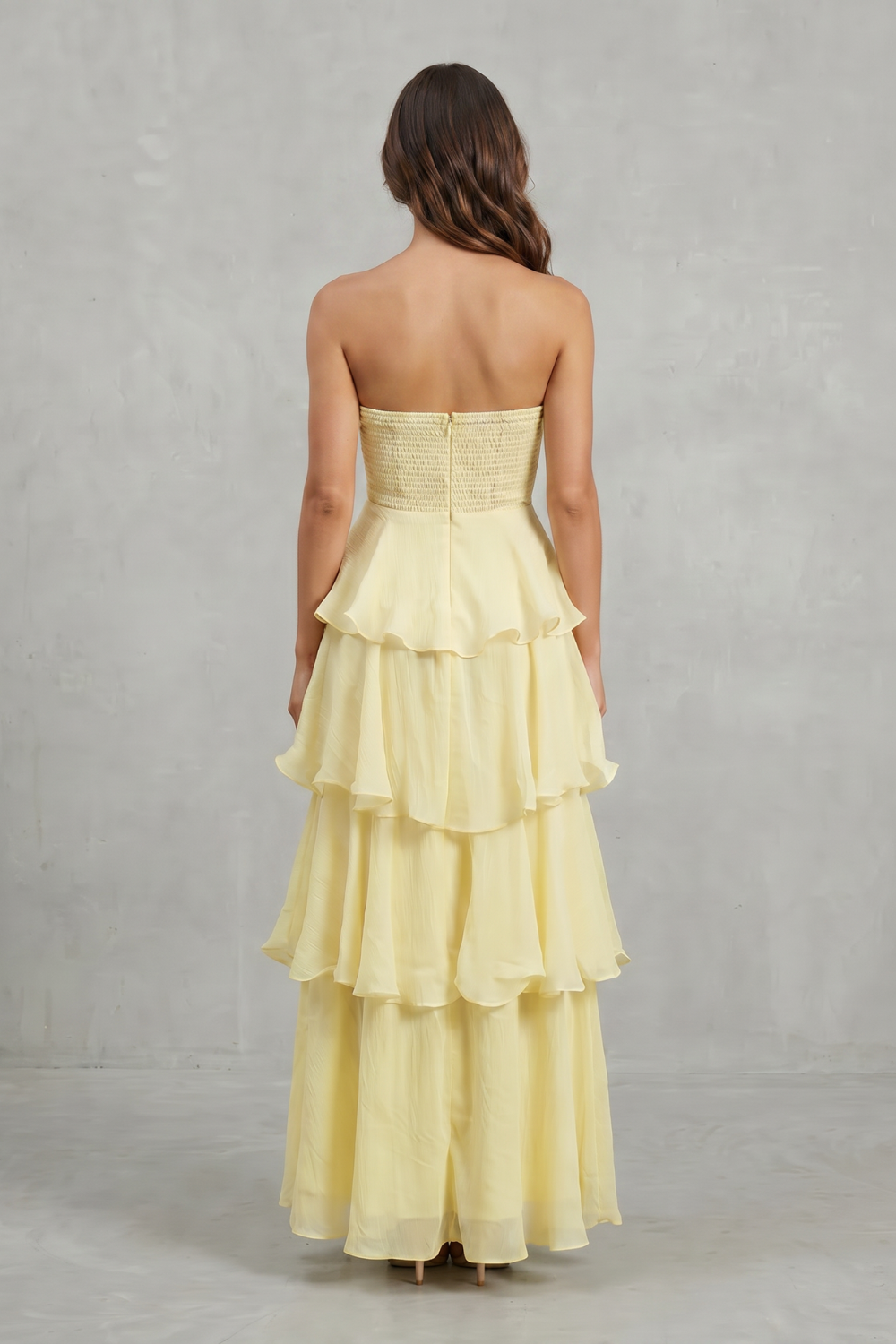 Margaret – Soft cascading layers – Strapless tiered maxi dress-10601526755671-OLVIA ROSE LONDON
