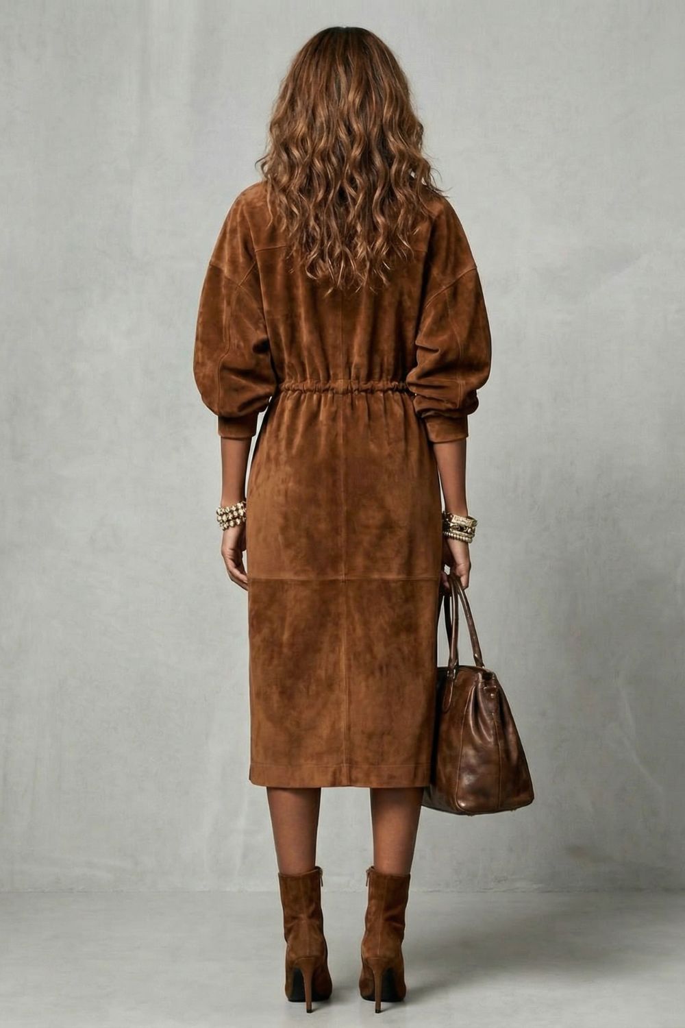 Zanetta – Drawstring waist – Zip midi dress-10462215668055-OLVIA ROSE LONDON