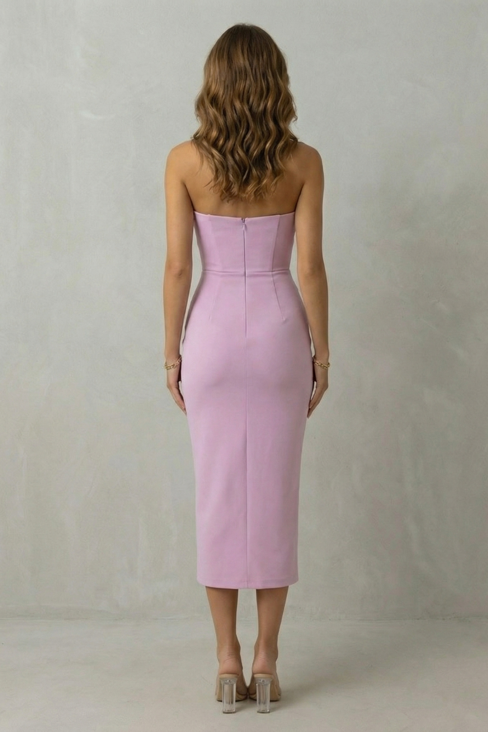 Blair – Timeless sculpted elegance – Draped sleeveless midi dress-10598804554071-OLVIA ROSE LONDON