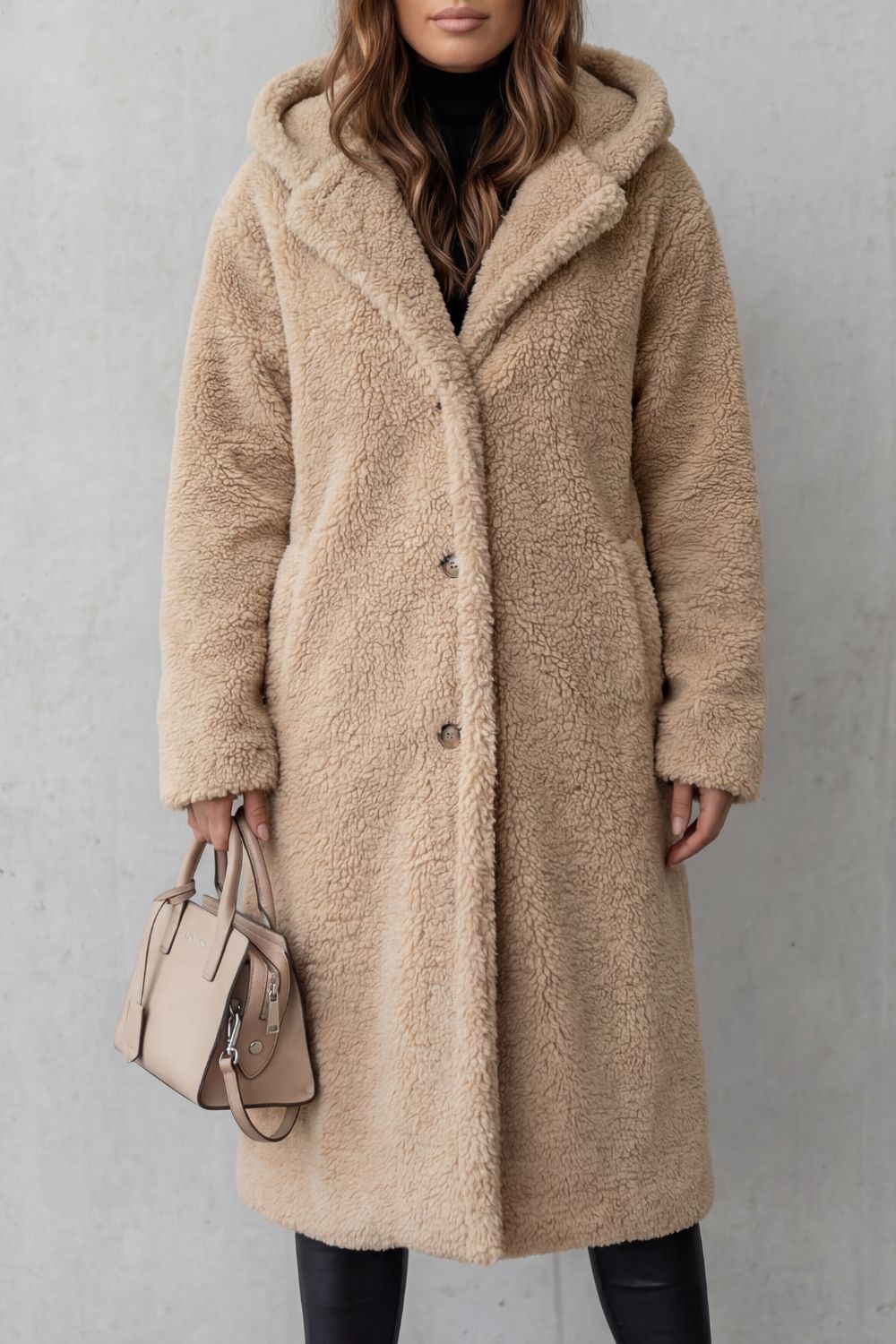 Fioranta – Plush hooded design – Long teddy coat-10469801197911-OLVIA ROSE LONDON