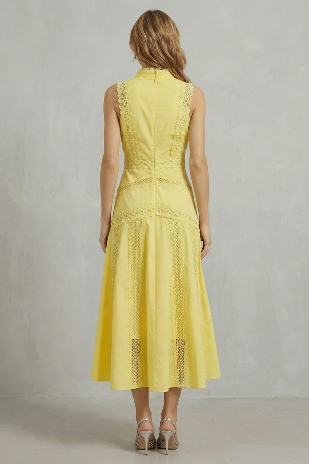 Gracia – Intricate lace panels – Elegant midi dress-10601540682071-OLVIA ROSE LONDON