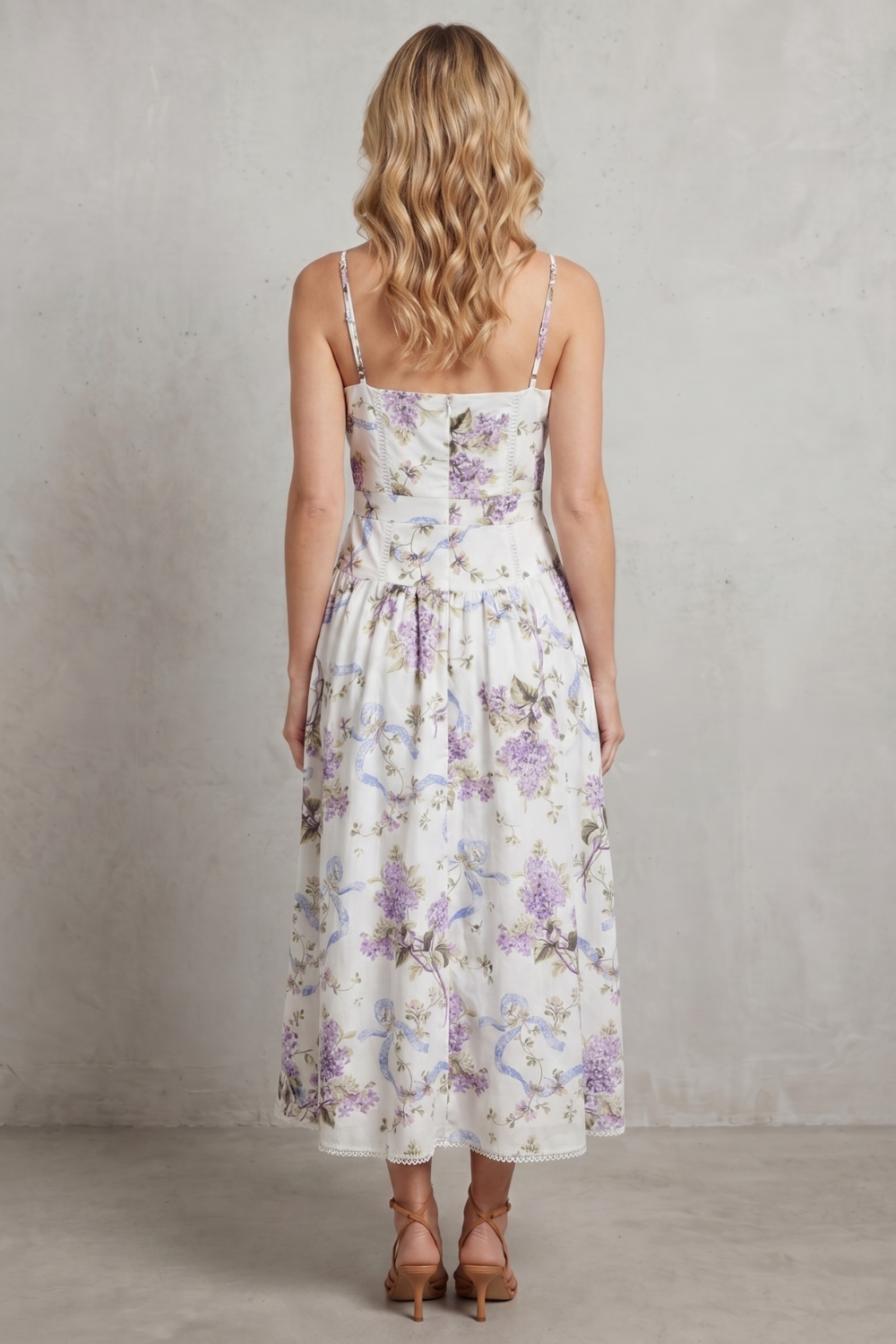 Parven – Sculpted corset bloom – Floral midi dress-10601540714839-OLVIA ROSE LONDON