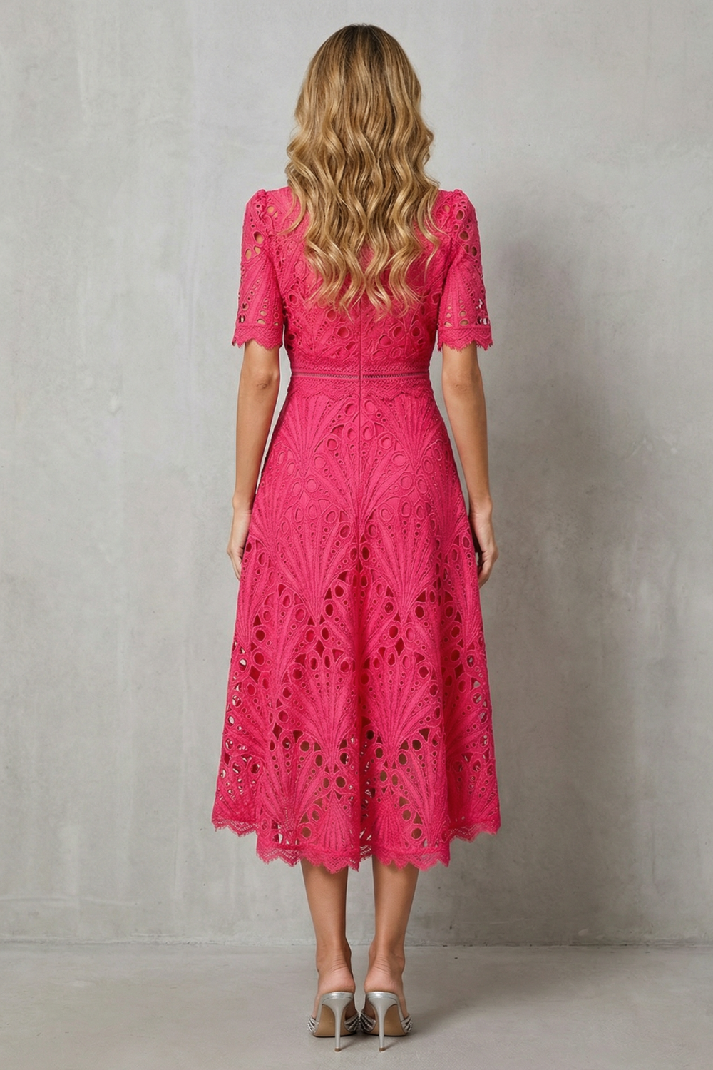 Charlisse – Ornate lace refinement – High-neck midi dress-10601573384535-OLVIA ROSE LONDON