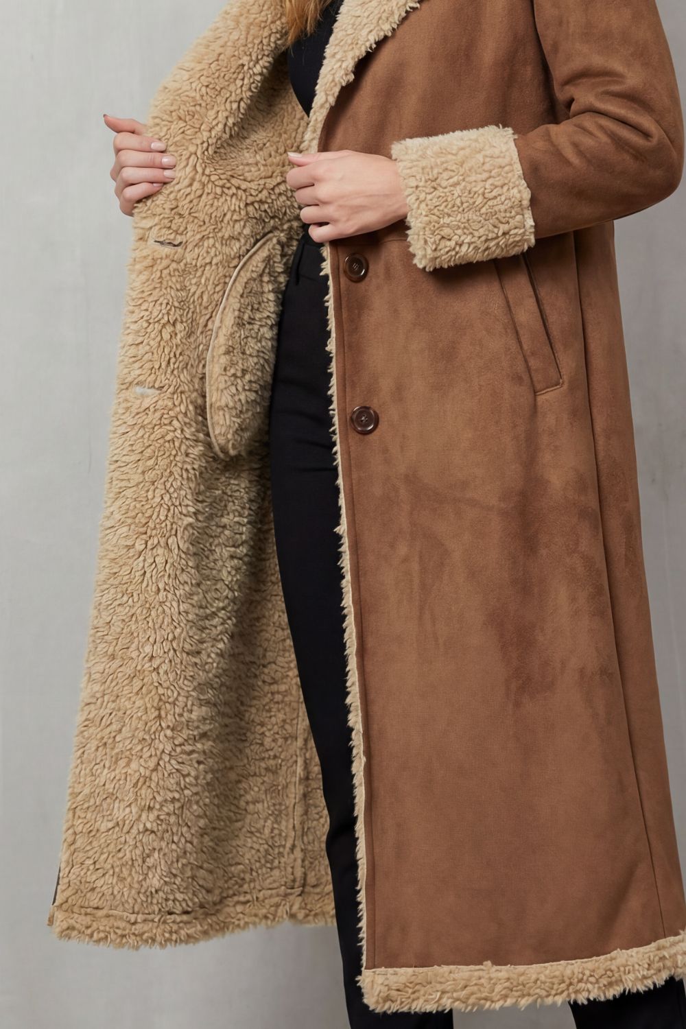 Selvion – Shearling-lined silhouette – Long winter coat-10487167877463-OLVIA ROSE LONDON