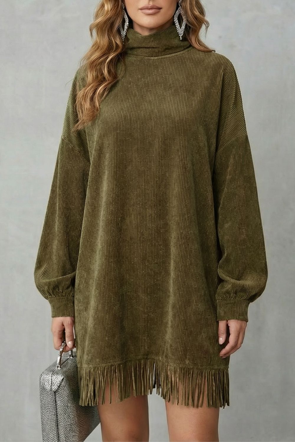Castellaine – Fringed charm – Turtleneck mini dress-10454117777751-OLVIA ROSE LONDON