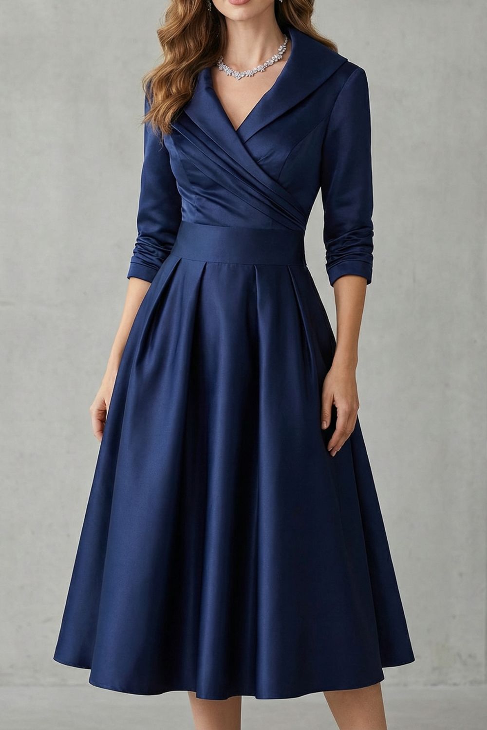 Élodianne – Draped collar elegance – Midi dress-10446414086487-OLVIA ROSE LONDON