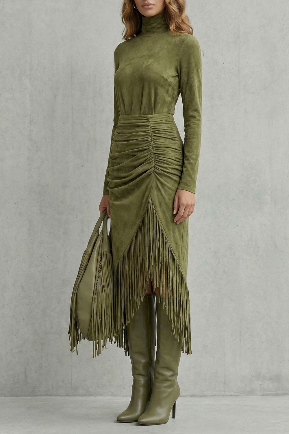 Soléna – Ruched fringe detail – Midi dress-10453215871319-OLVIA ROSE LONDON
