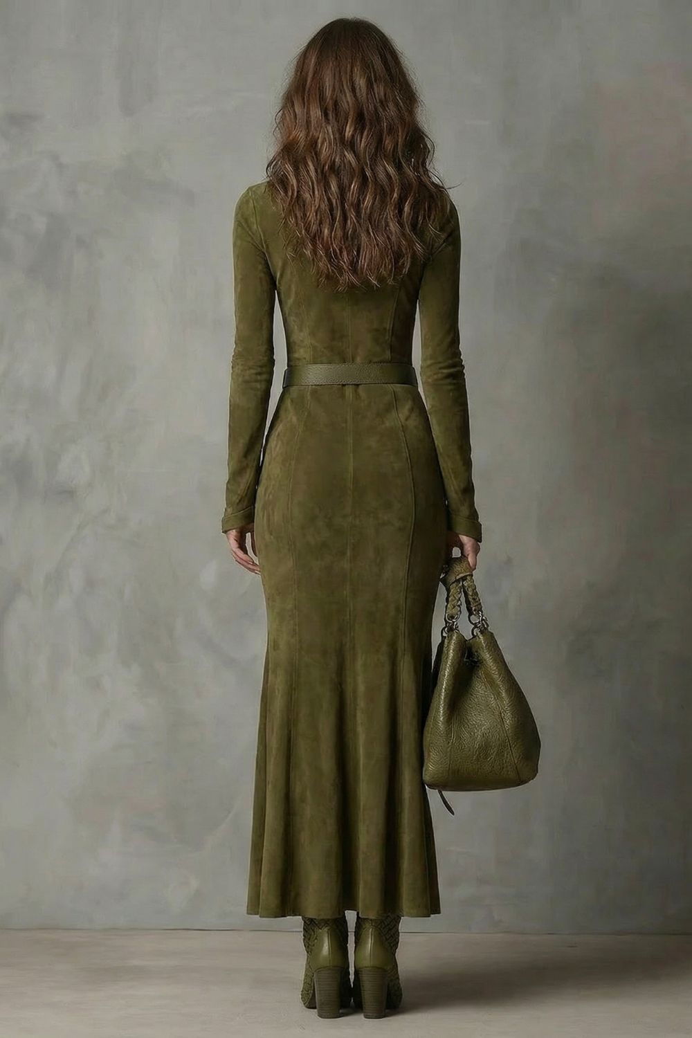 Raviona – Belted suede style – Maxi zip dress（Includes belt）-10454016754007-OLVIA ROSE LONDON