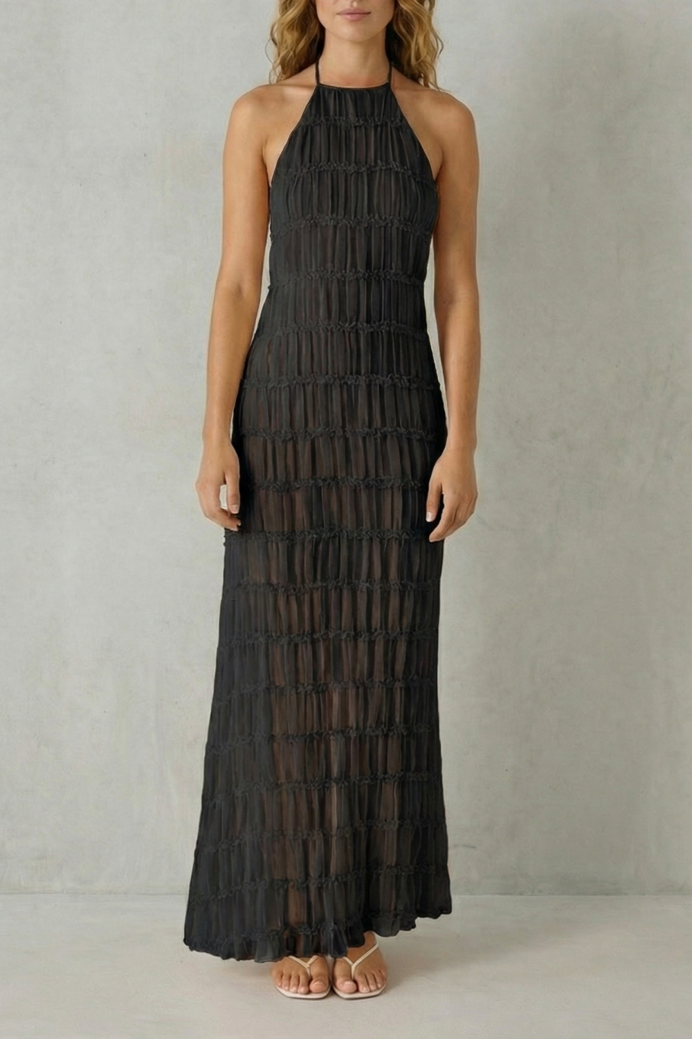 Greta – Modern texture – Women’s Backless Sculpted Texture Maxi Dress-10599021674839-OLVIA ROSE LONDON