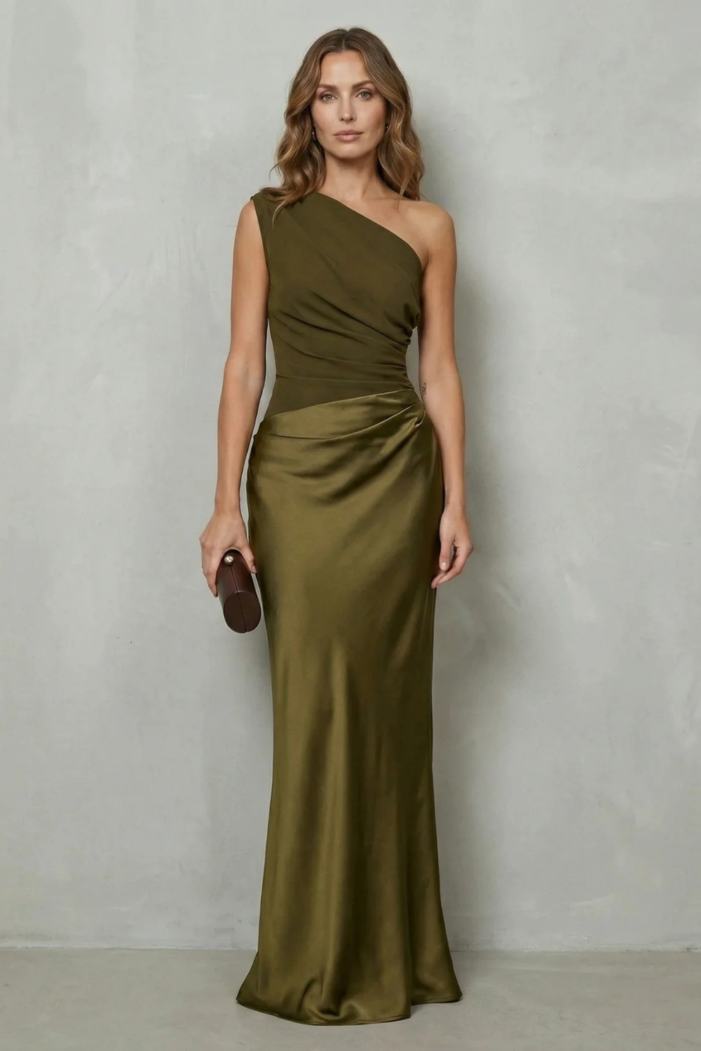 Velmoura  Asymmetric satin drape  Evening gown