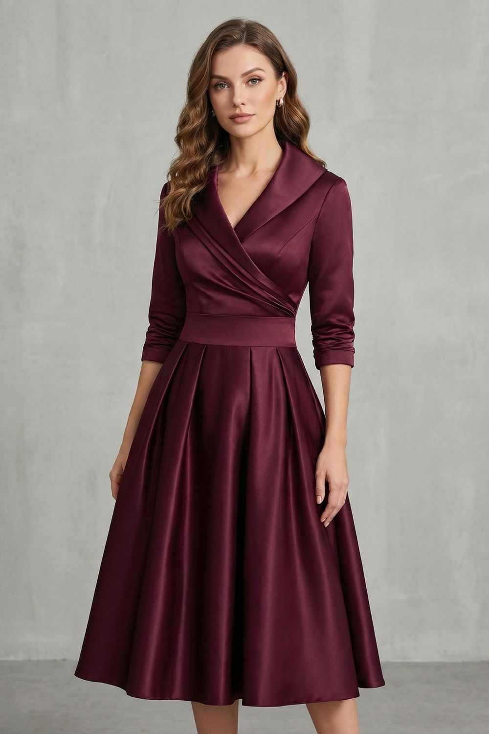 Élodianne – Draped collar elegance – Midi dress-10446414086487-OLVIA ROSE LONDON