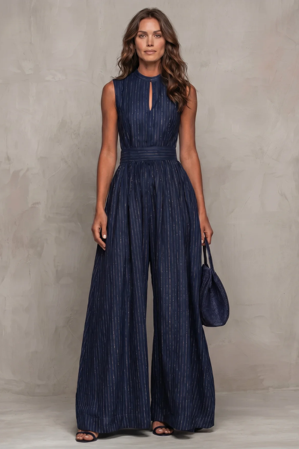 Seravelle – Striped elegant keyhole – Wide leg jumpsuit-10644027277655-OLVIA ROSE LONDON