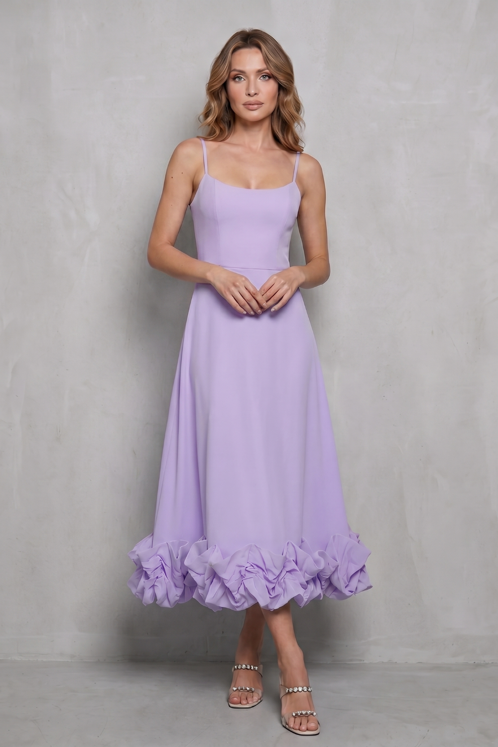 Elowenne – Romantic ruffle hem – Sleeveless midi dress-10598761267543-OLVIA ROSE LONDON