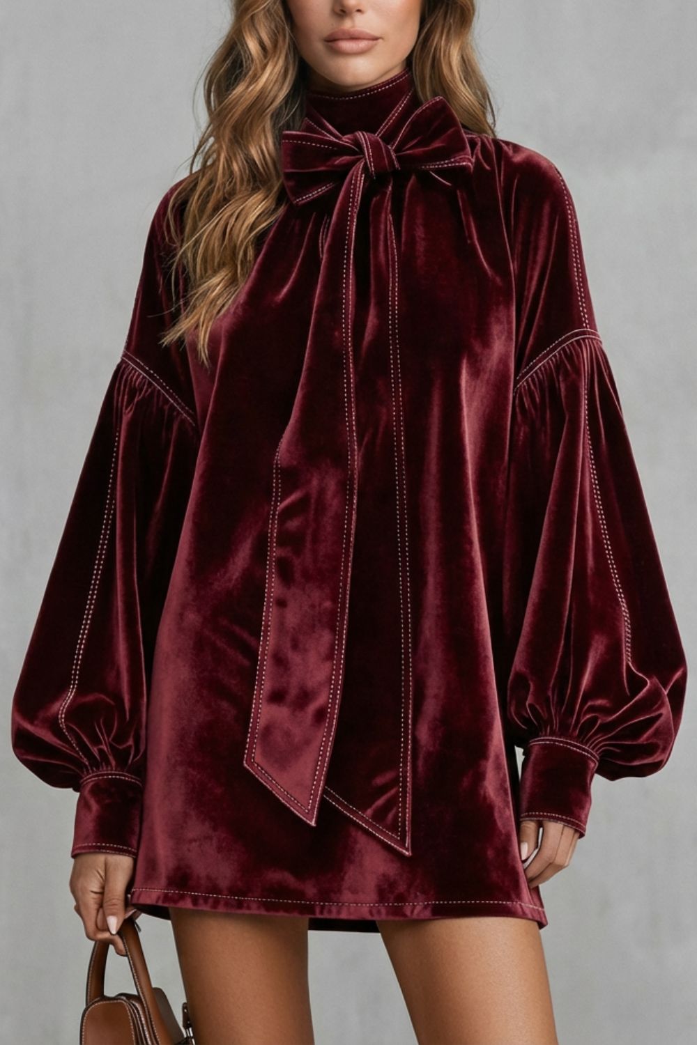 Velourine – Bow neck elegance – Mini dress-10452954677591-OLVIA ROSE LONDON