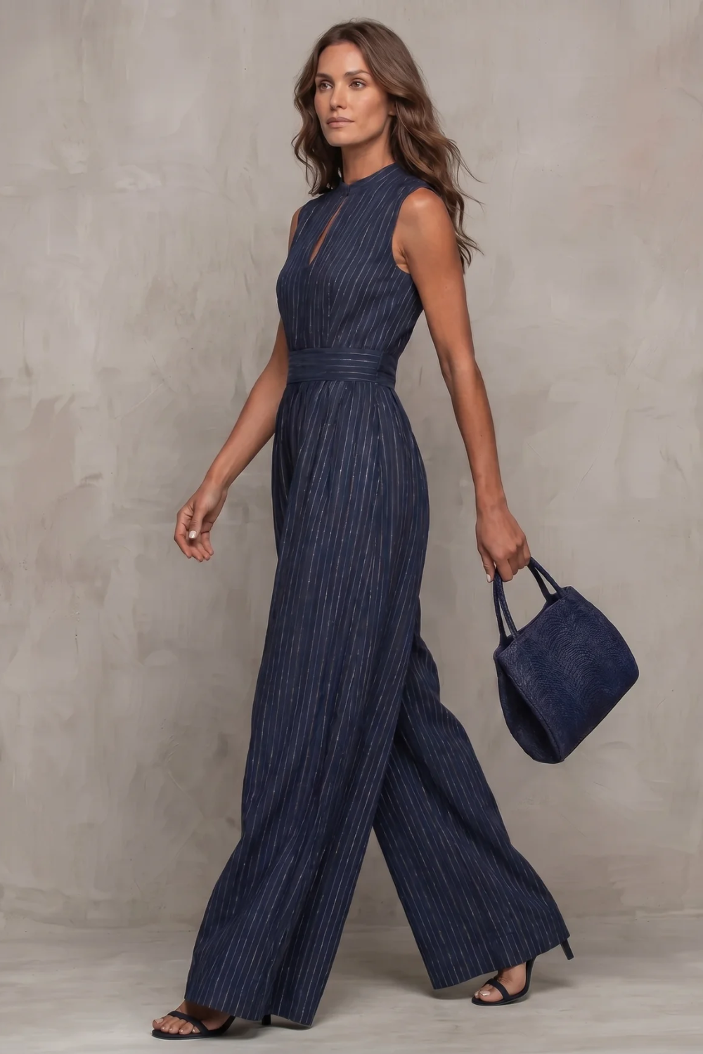Seravelle – Striped elegant keyhole – Wide leg jumpsuit-10644027277655-OLVIA ROSE LONDON