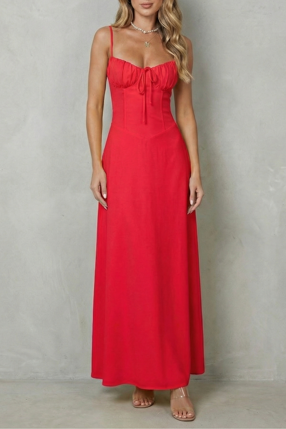 Selena – Soft corset charm – Sleeveless flowing maxi dress-10598804586839-OLVIA ROSE LONDON