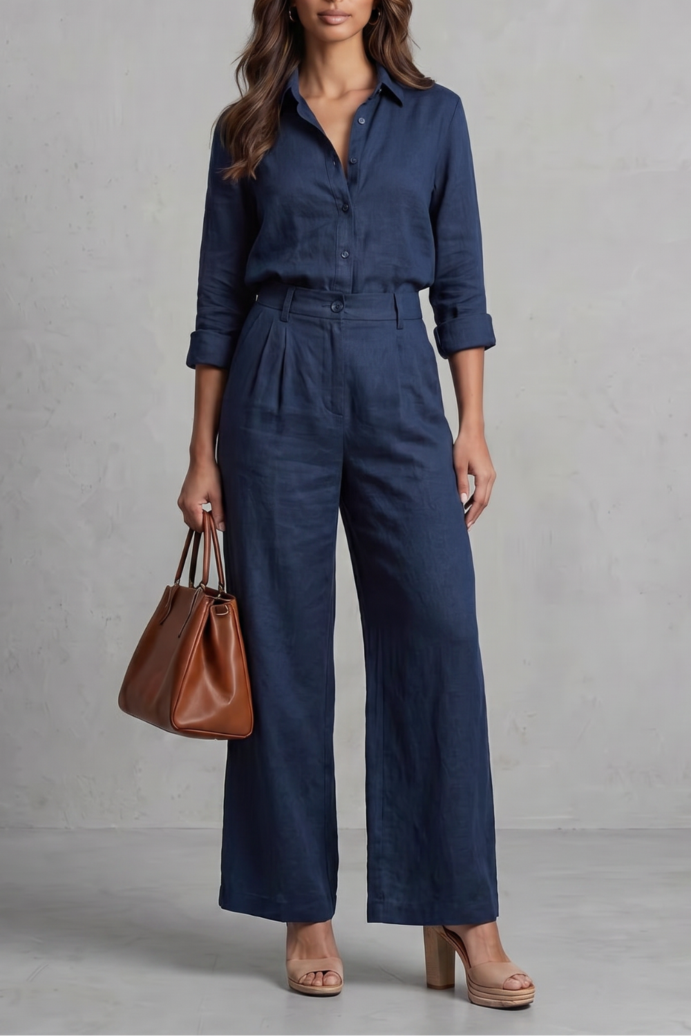 Elavine – Soft linen finish – Wide-leg co-ord set-10434811953495-OLVIA ROSE LONDON