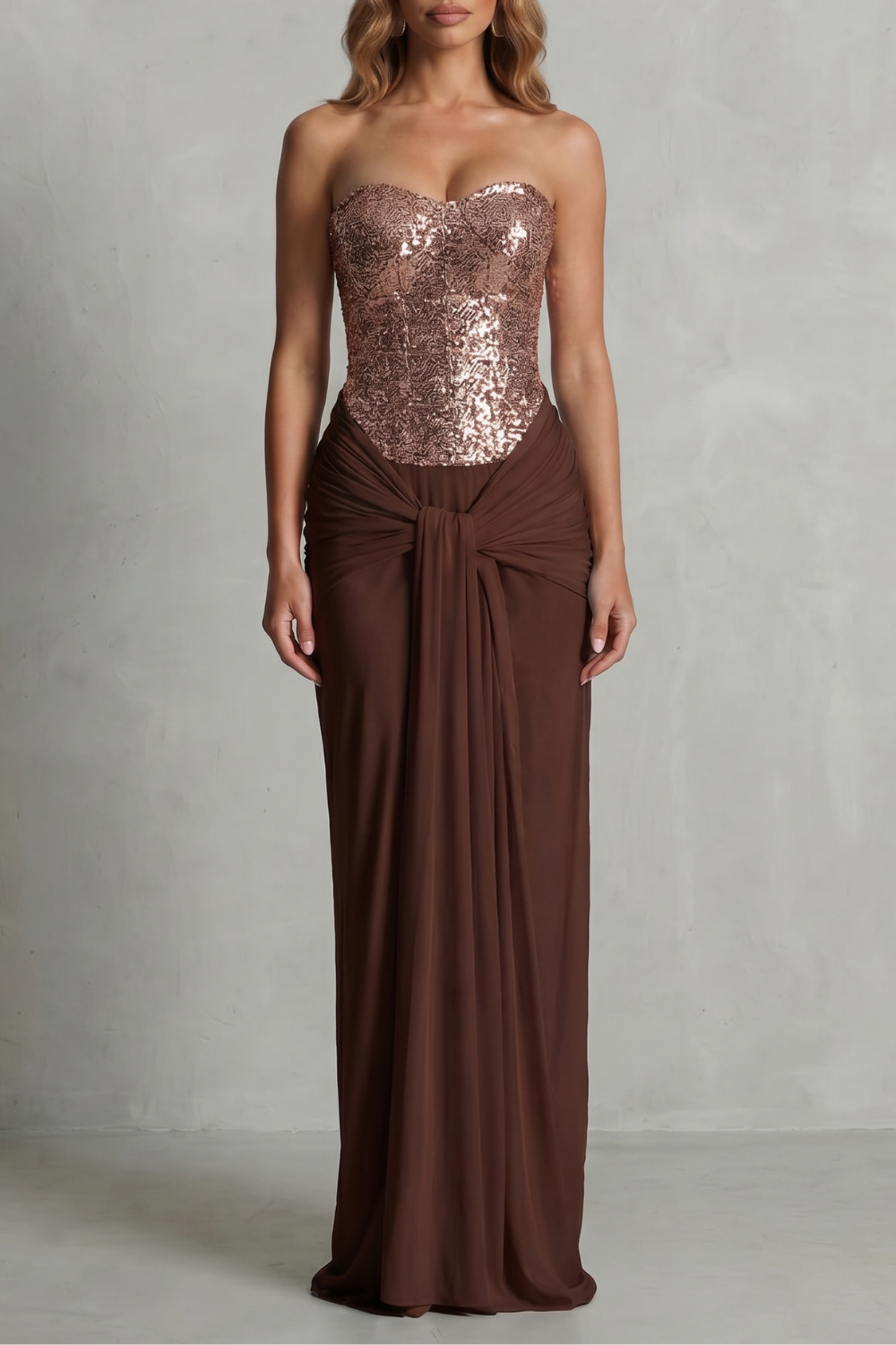 Carinelle – Draped satin elegance – Maxi dress-10755090284887-OLVIA ROSE LONDON