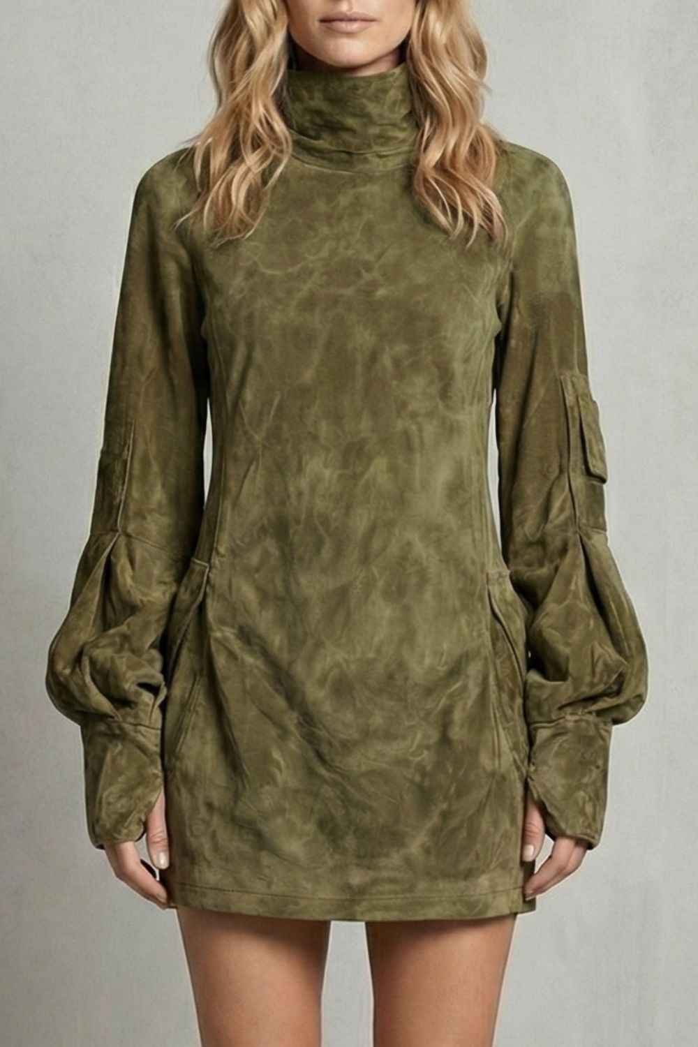 Marcella – High neck silhouette – Suede-effect mini dress-10452941308247-OLVIA ROSE LONDON