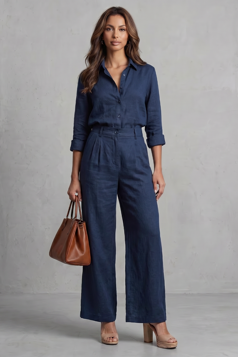 Elavine – Soft linen finish – Wide-leg co-ord set-10434811953495-OLVIA ROSE LONDON