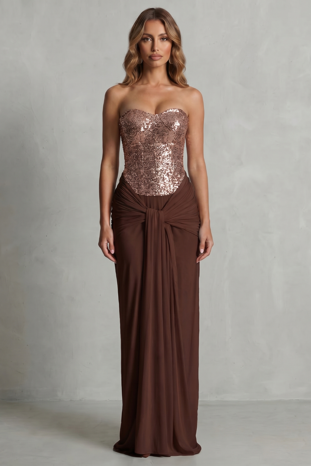 Carinelle – Draped satin elegance – Maxi dress-10755090284887-OLVIA ROSE LONDON