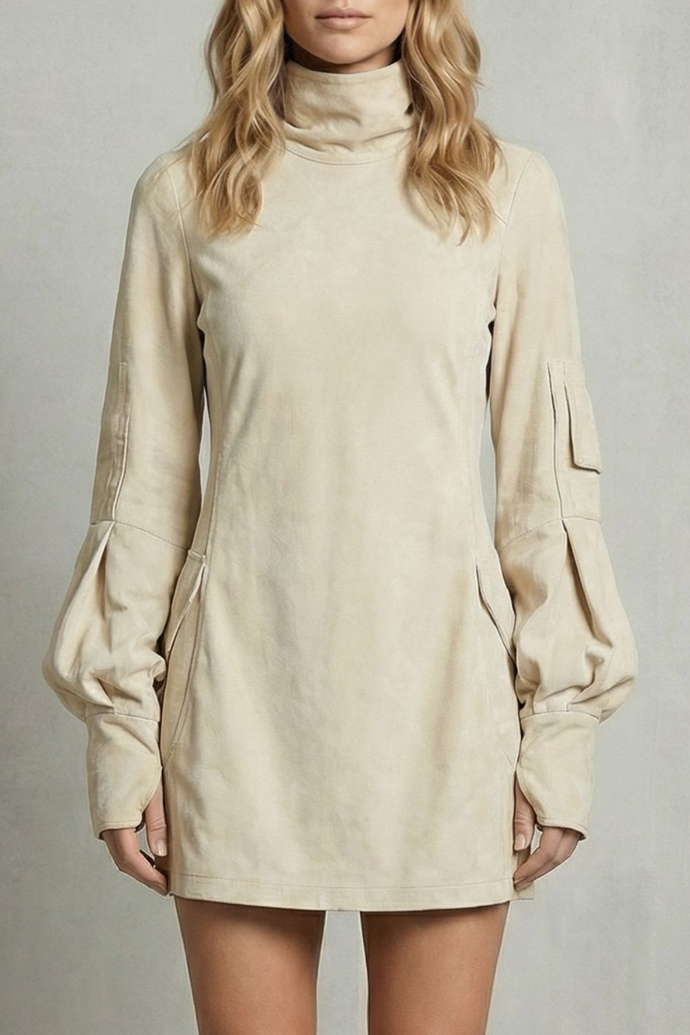 Marcella – High neck silhouette – Suede-effect mini dress-10452941308247-OLVIA ROSE LONDON