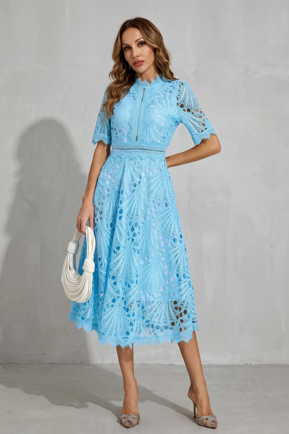 Charlisse Ornate lace refinement High-neck midi dress Charlisse Ornate lace refinement High-neck midi dress