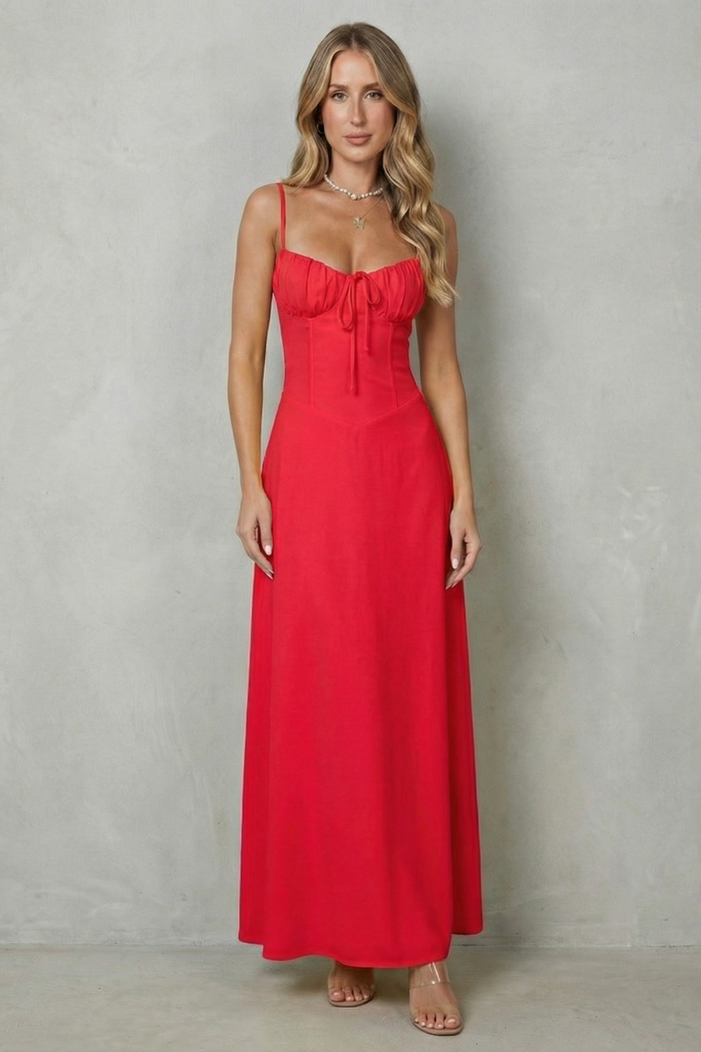 Selena – Soft corset charm – Sleeveless flowing maxi dress-10598804586839-OLVIA ROSE LONDON