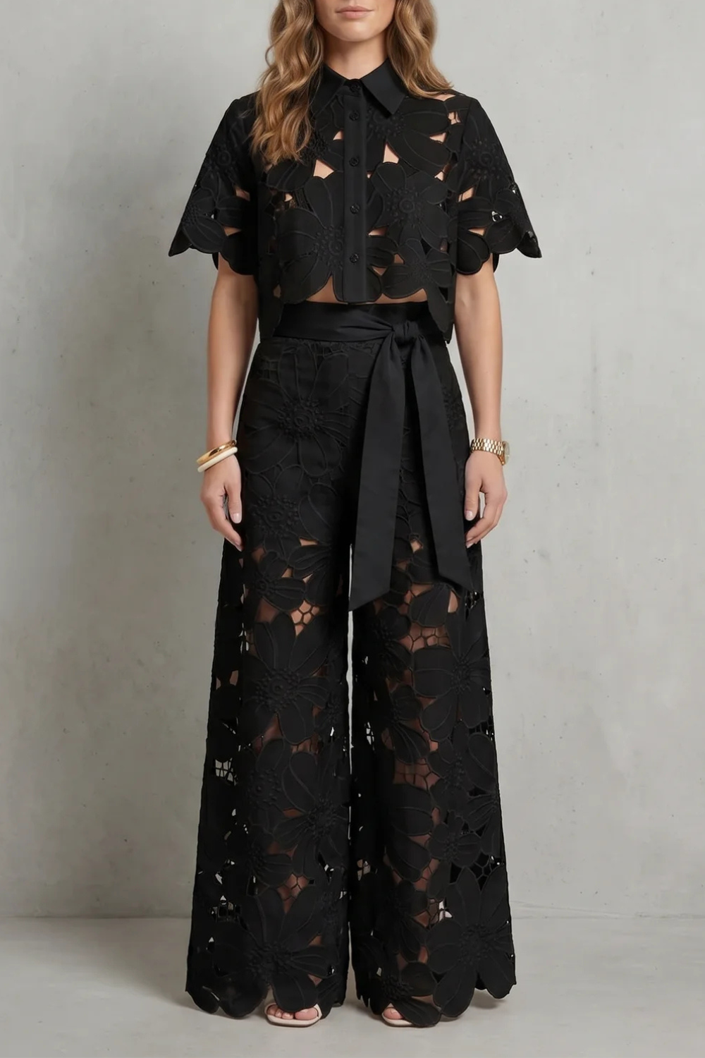Bellarisse – Embroidered lace elegance – Top and skirt set-10642200494423-OLVIA ROSE LONDON
