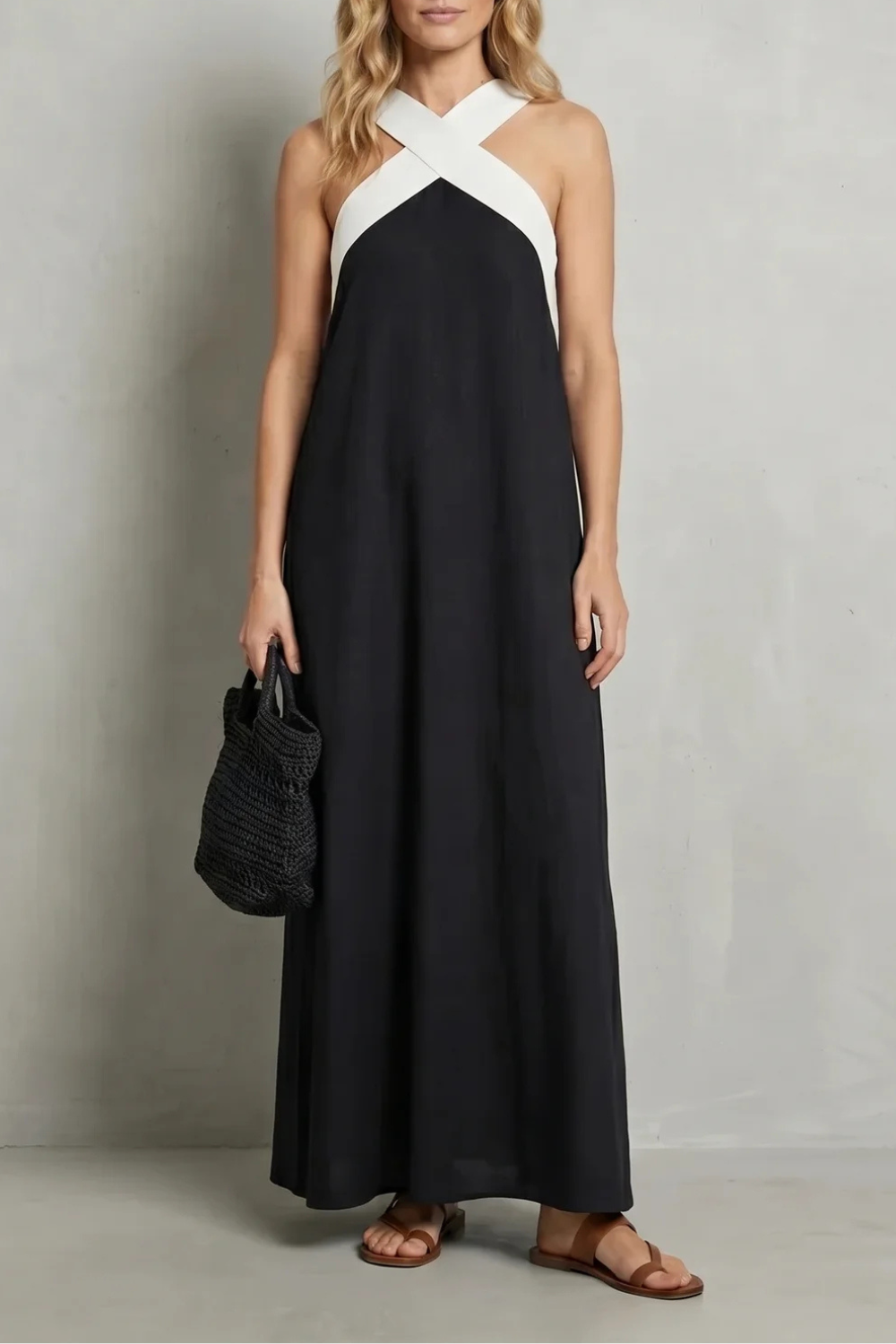 Seravelle – Cross-halter elegance – Maxi dress-10642184700247-OLVIA ROSE LONDON