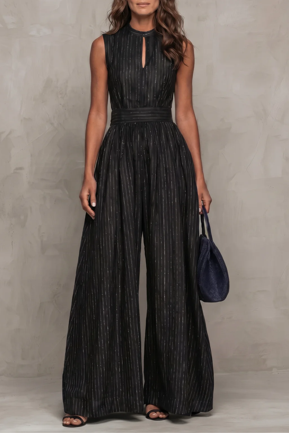 Seravelle – Striped elegant keyhole – Wide leg jumpsuit-10644027277655-OLVIA ROSE LONDON