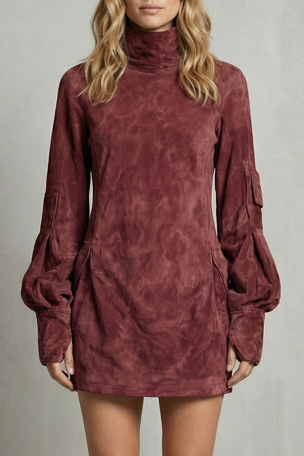 Marcella – High neck silhouette – Suede-effect mini dress-10452941308247-OLVIA ROSE LONDON