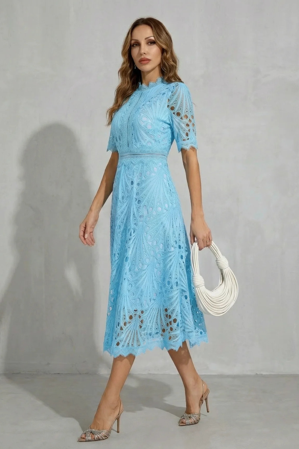 Charlisse – Ornate lace refinement – High-neck midi dress Charlisse – Ornate lace refinement – High-neck midi dress