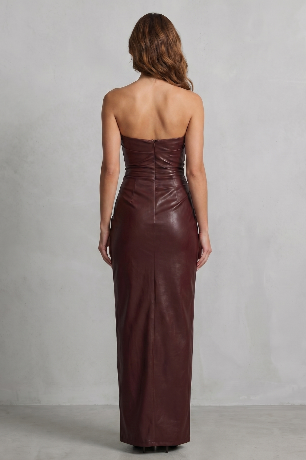 Albienne – Sculpted faux leather – Maxi dress-10755313205591-OLVIA ROSE LONDON