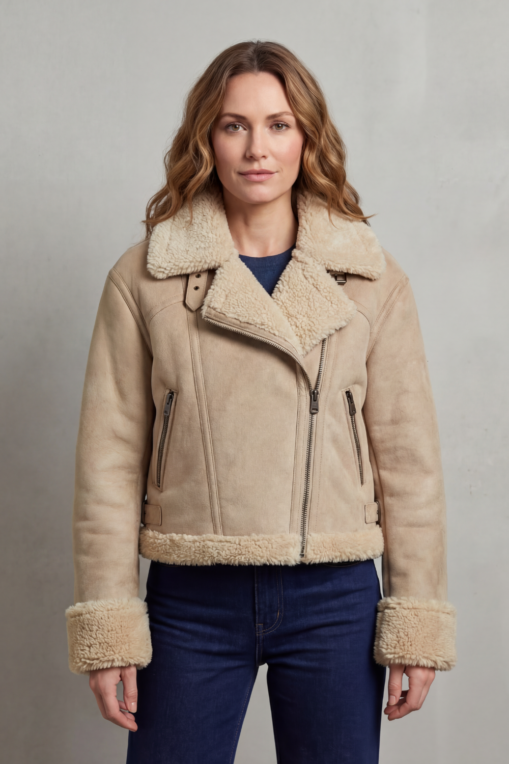 Albinette – Double-sided fleece – Cropped aviator jacket-10482640519511-OLVIA ROSE LONDON