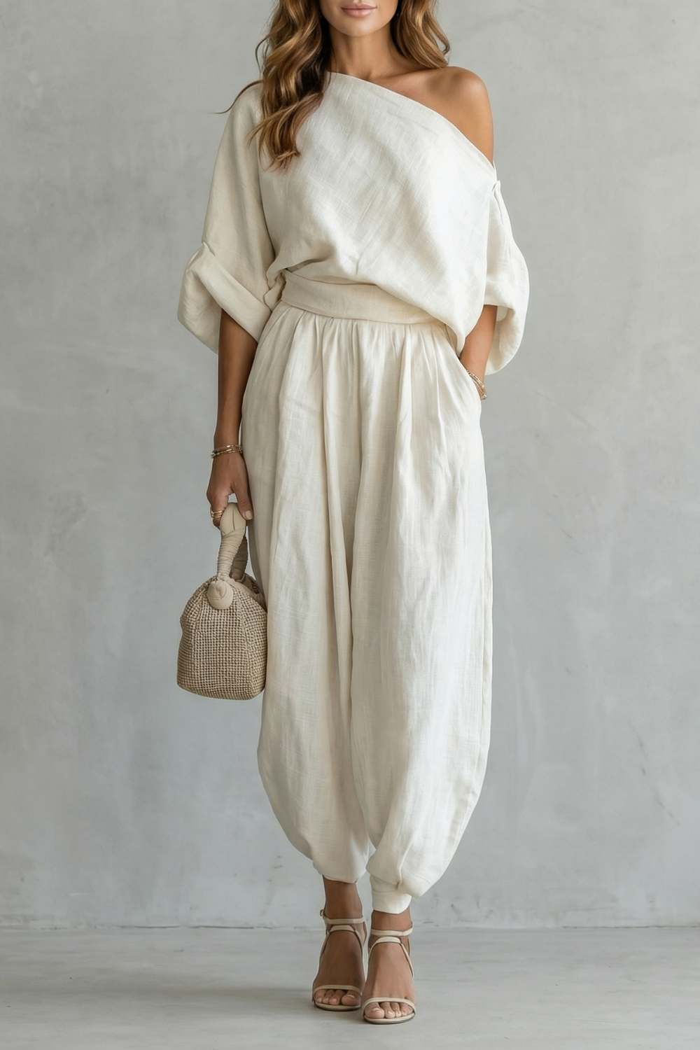 Alméra – Relaxed off shoulder elegance – Two piece set-10644029079895-OLVIA ROSE LONDON