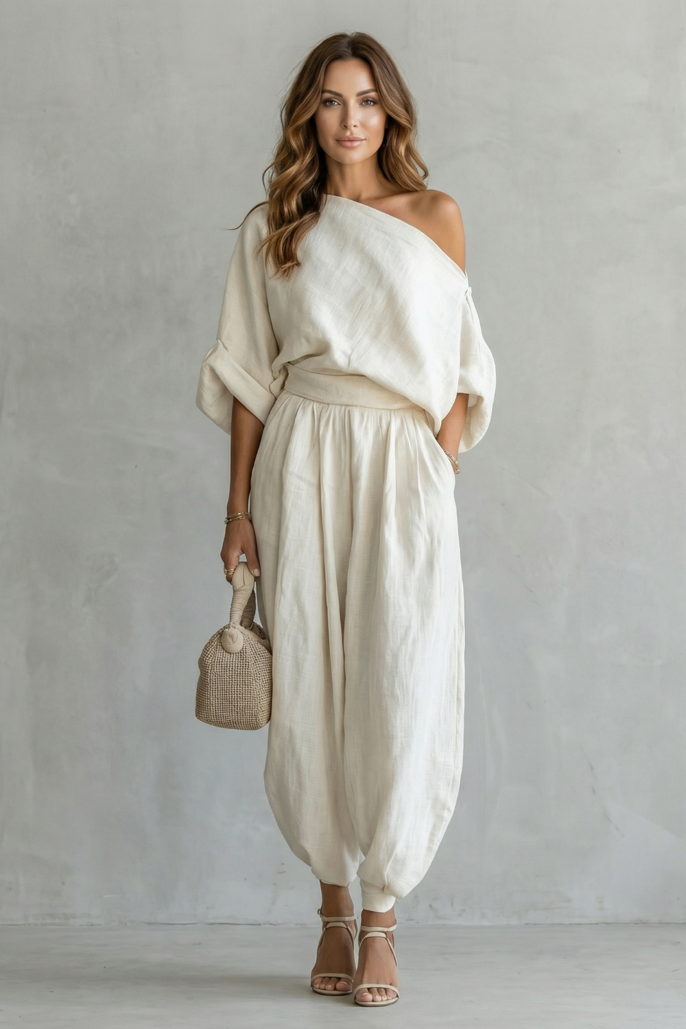 Alméra – Relaxed off shoulder elegance – Two piece set-10644029079895-OLVIA ROSE LONDON