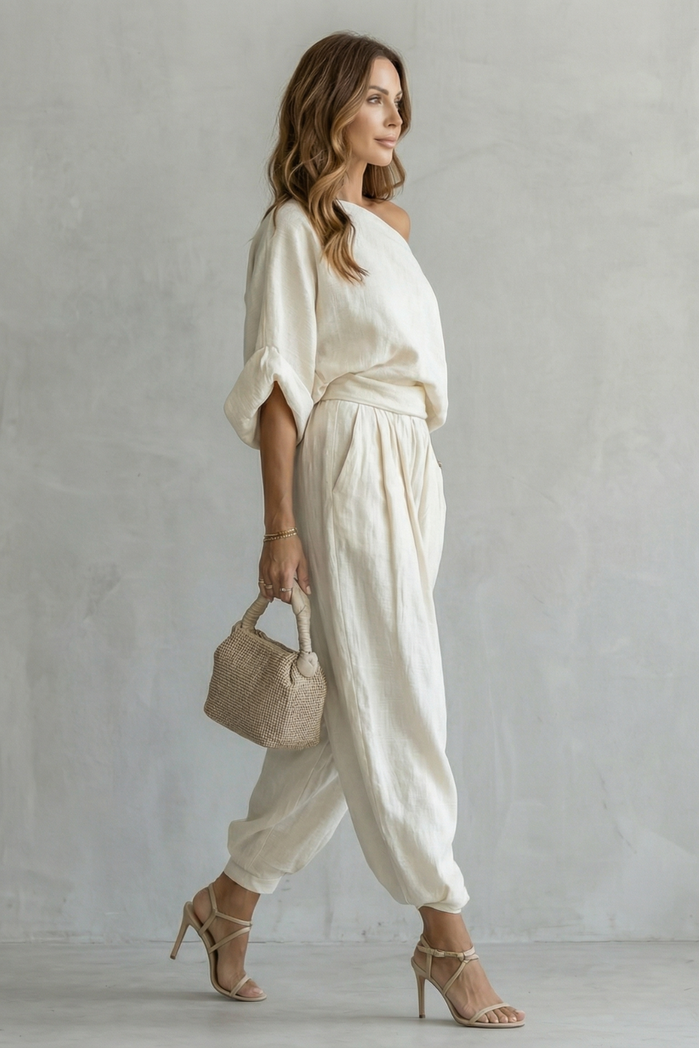 Alméra – Relaxed off shoulder elegance – Two piece set-10644029079895-OLVIA ROSE LONDON