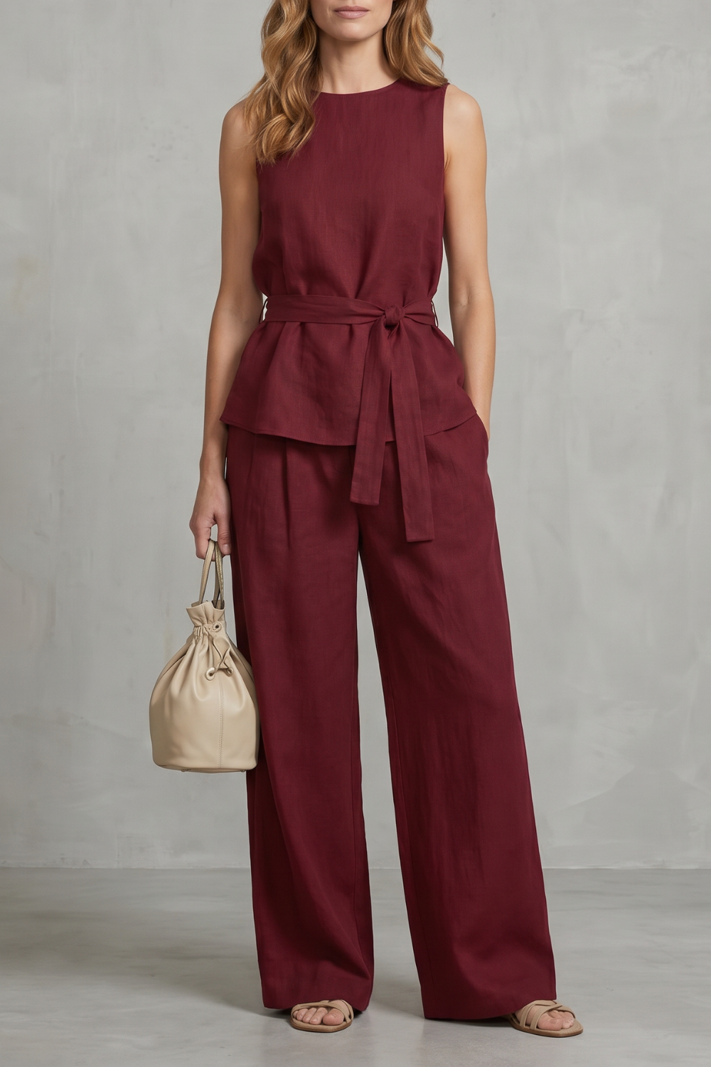 Alvera – Elegant tie-waist silhouette – Two-piece trouser set-10911740428631-OLVIA ROSE LONDON