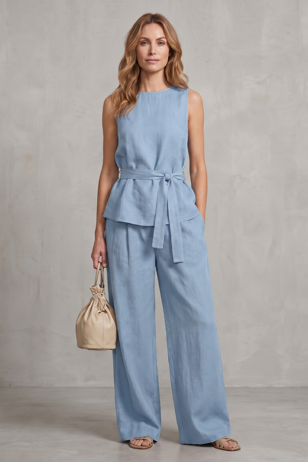 Alvera – Elegant tie-waist silhouette – Two-piece trouser set-10911740428631-OLVIA ROSE LONDON