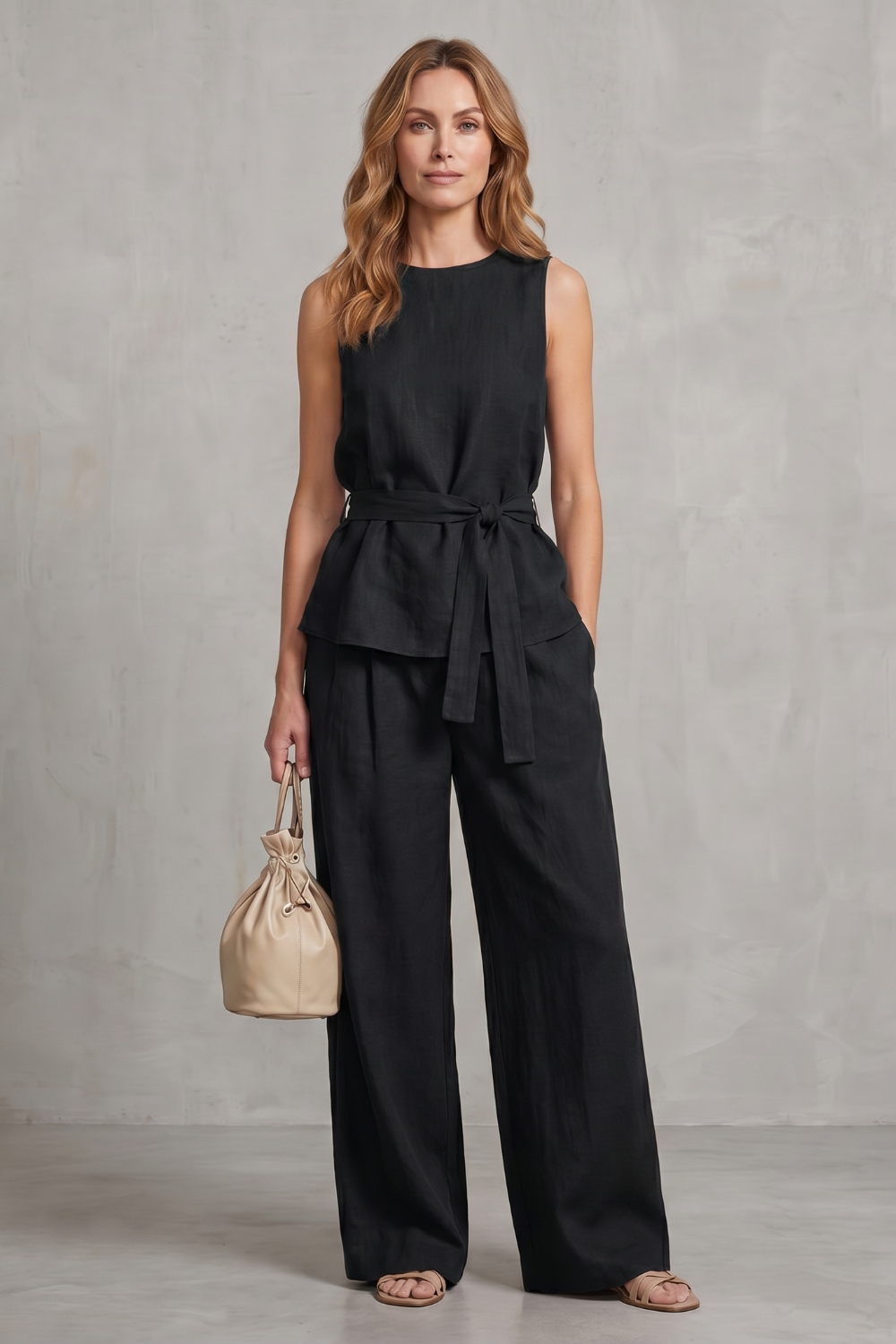 Alvera – Elegant tie-waist silhouette – Two-piece trouser set-10911740428631-OLVIA ROSE LONDON