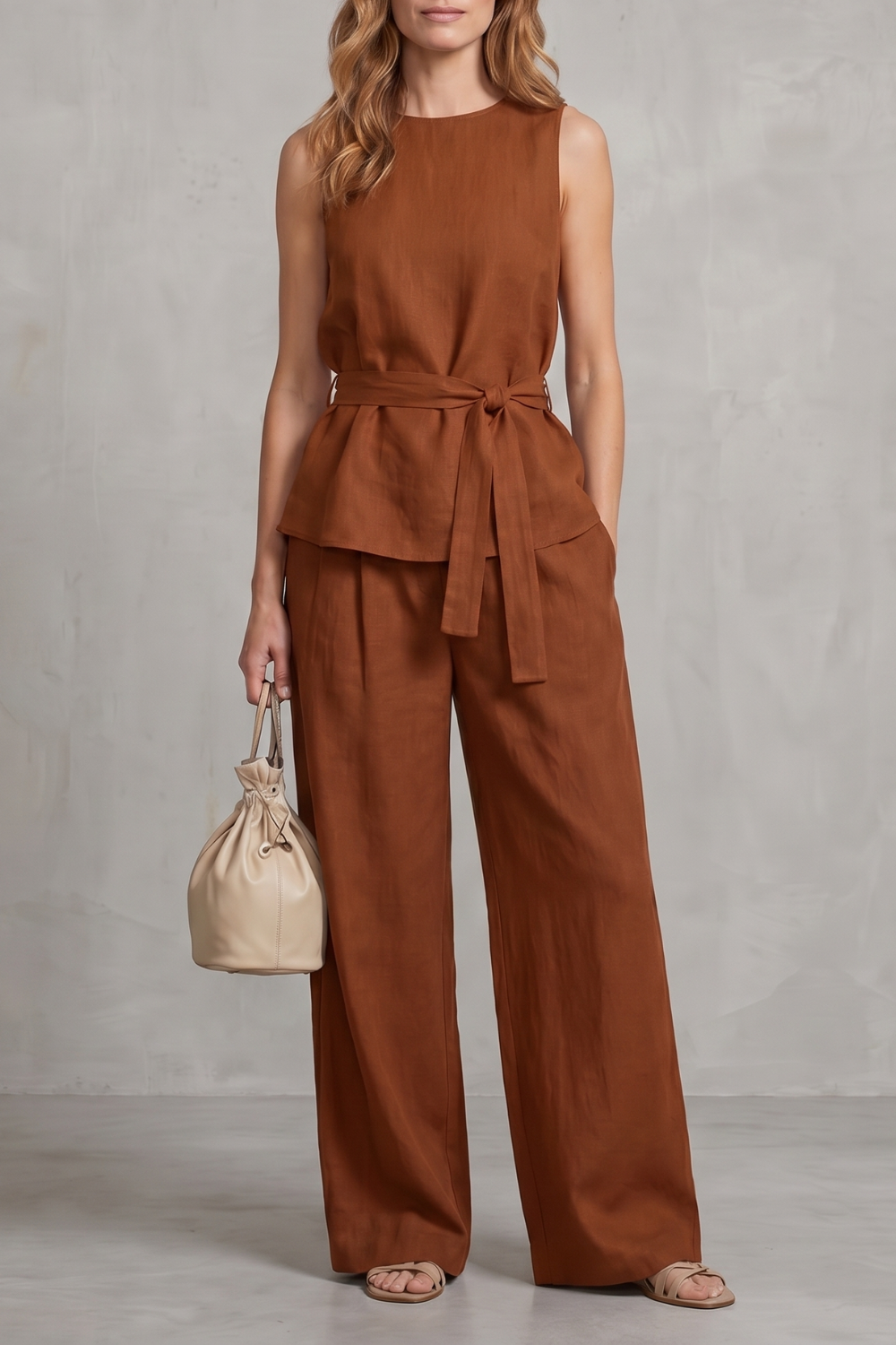 Alvera – Elegant tie-waist silhouette – Two-piece trouser set-10911740428631-OLVIA ROSE LONDON
