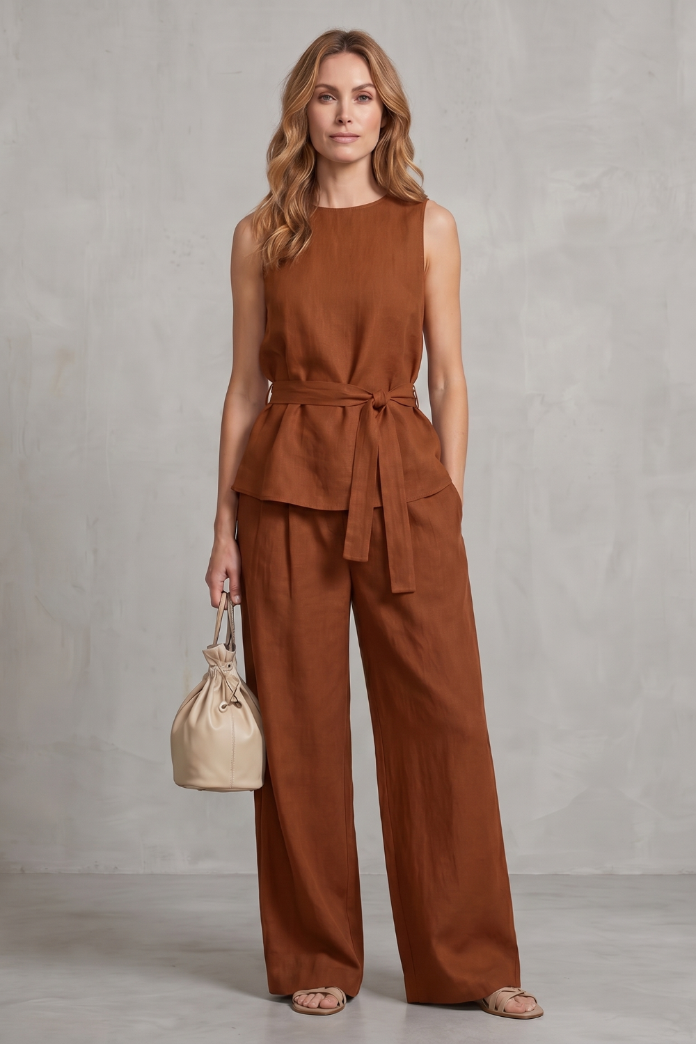 Alvera – Elegant tie-waist silhouette – Two-piece trouser set-10911740428631-OLVIA ROSE LONDON
